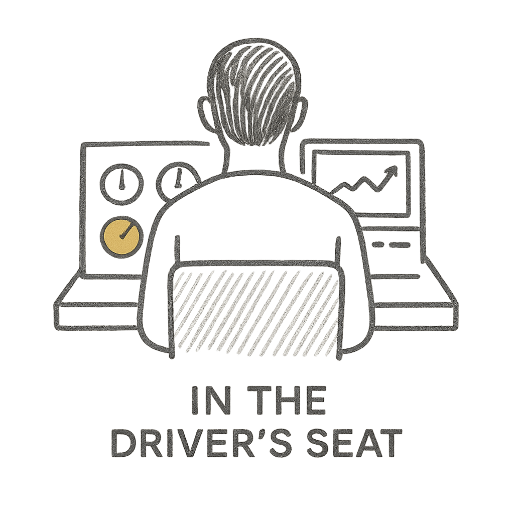 A capable, non-technical builder confidently directing AI to build their software — in the driver's seat, not waiting on a developer